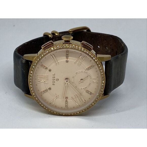 Fossil FTW1116 Women Brown Leather Rose Gold Analog Dial Hybrid Smartwatch XX631 - Picture 7 of 12